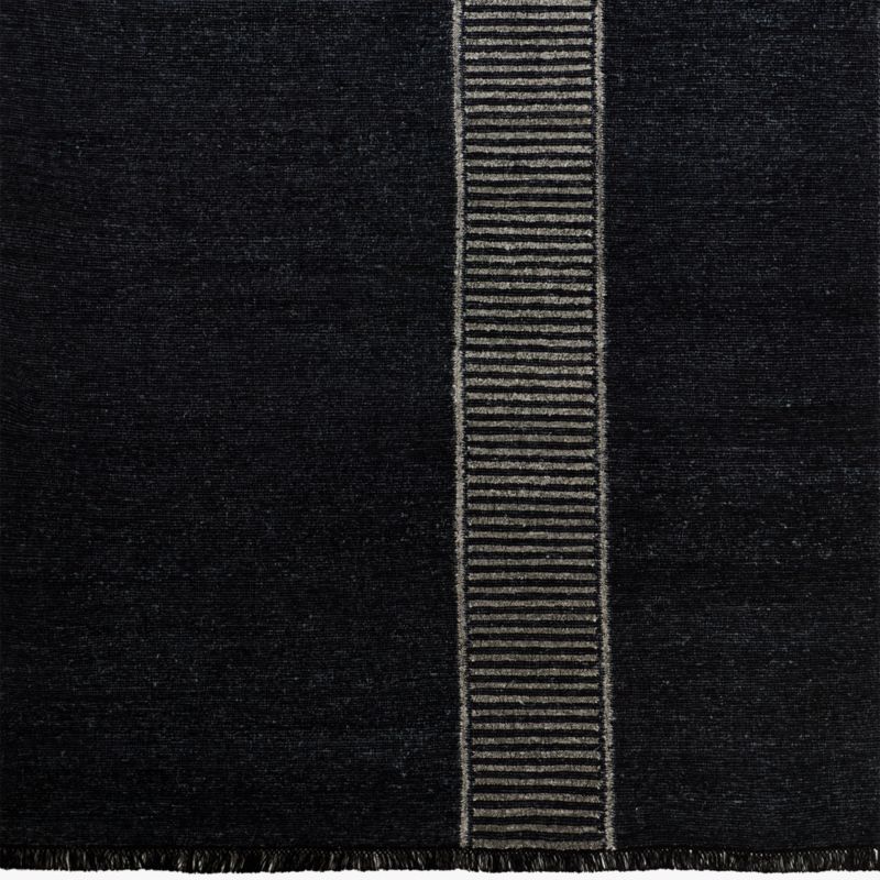 Moleno Handwoven Black Stripe New Zealand Wool and Linen Rug Swatch 12"x12" - image 0 of 4