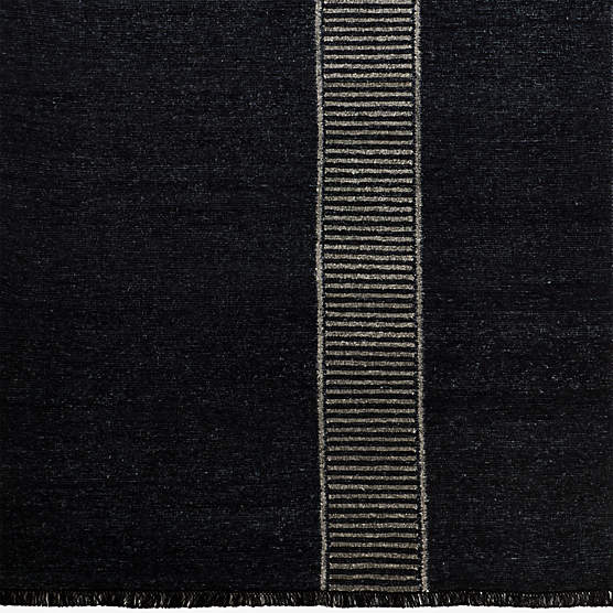 Moleno Handwoven Black Stripe New Zealand Wool and Linen Rug Swatch 12"x12"