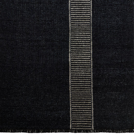 Moleno Handwoven Black Stripe New Zealand Wool and Linen Rug Swatch 12"x12"