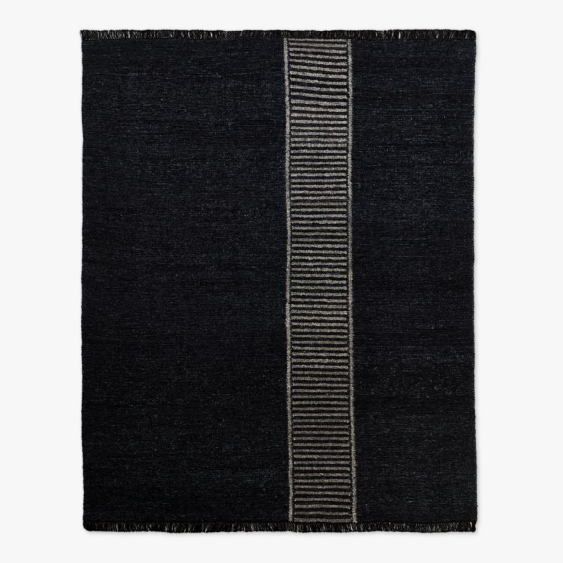 Moleno Handwoven Black Stripe New Zealand Wool and Linen Area Rug 6'x9' - image 0 of 4