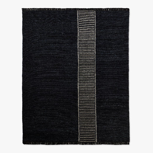 Moleno Black Stripe Handwoven New Zealand Wool and Linen Area Rug