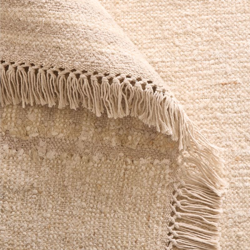 Moleno Handwoven Warm White Stripe New Zealand Wool and Linen Area Rug 8'x10' - image 4 of 5