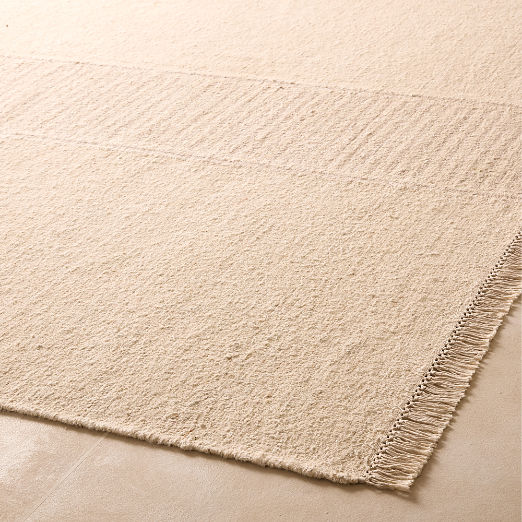 Moleno Warm White Stripe Handwoven New Zealand Wool and Linen Area Rug