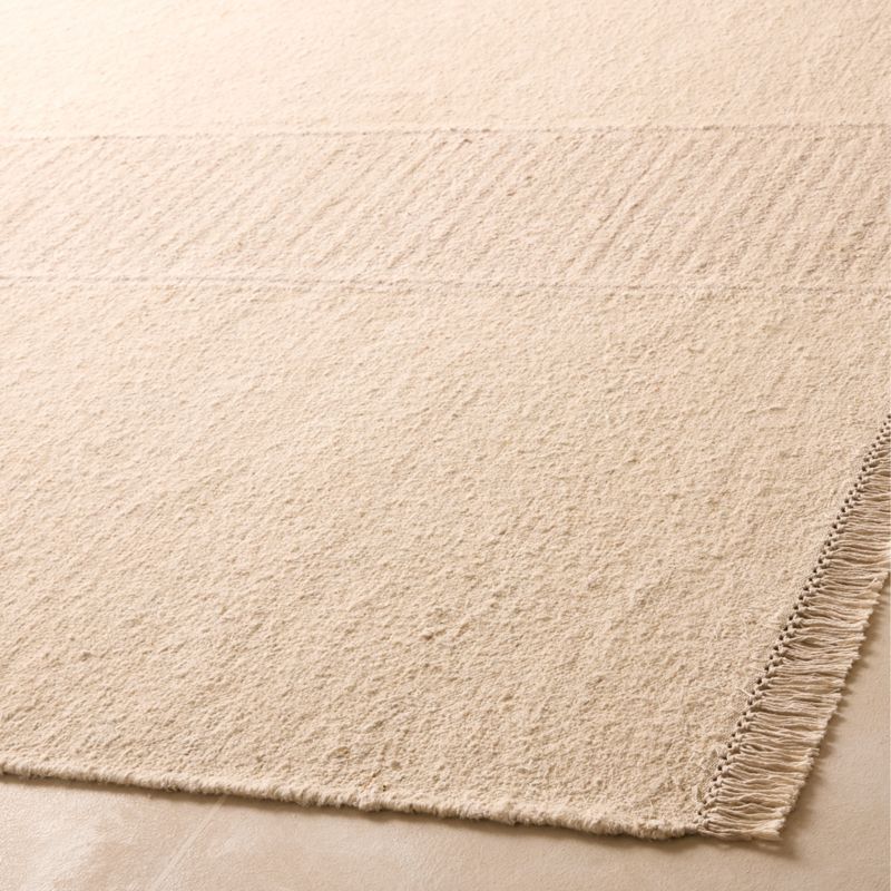 Moleno Handwoven Warm White Stripe New Zealand Wool and Linen Area Rug 9'x12' - image 2 of 5