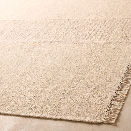 Moleno Warm White Stripe Handwoven New Zealand Wool and Linen Area Rug