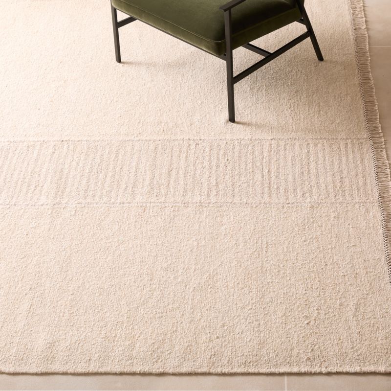 Moleno Handwoven Warm White Stripe New Zealand Wool and Linen Area Rug 9'x12' - image 3 of 5