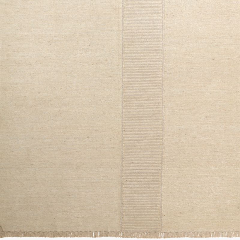 Moleno Handwoven Warm White Stripe New Zealand Wool and Linen Rug Swatch 12"x12" - image 0 of 4