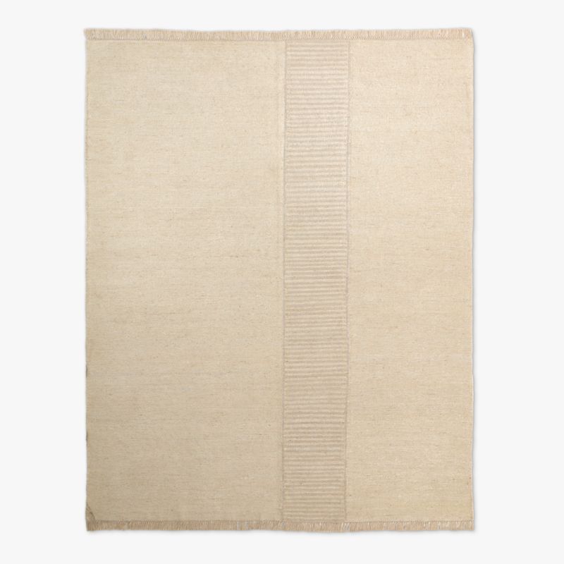 Moleno Handwoven Warm White Stripe New Zealand Wool and Linen Area Rug 9'x12' - image 0 of 5