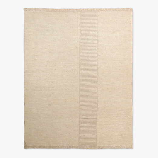 Moleno Warm White Stripe Handwoven New Zealand Wool and Linen Area Rug