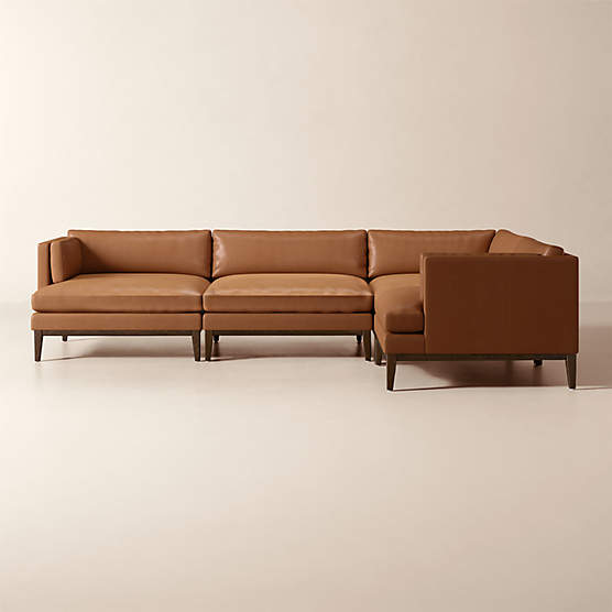 Mona 4-Piece L-Shaped Leather Sectional Sofa