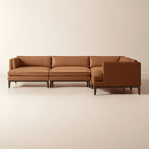 Mona 4-Piece L-Shaped Leather Sectional Sofa