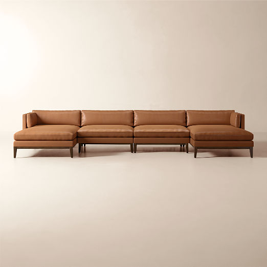 Mona 4-Piece U-Shaped Leather Sectional Sofa