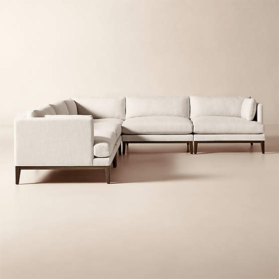 Mona 5-Piece L-Shaped Off-White Performance Linen Sectional Sofa