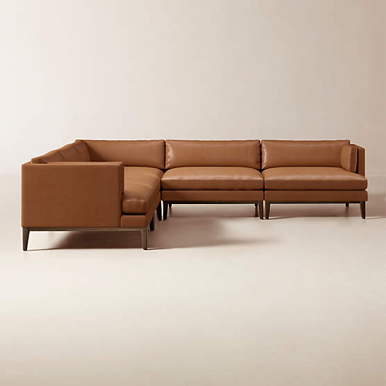 Mona 5-Piece L-Shaped Leather Sectional Sofa