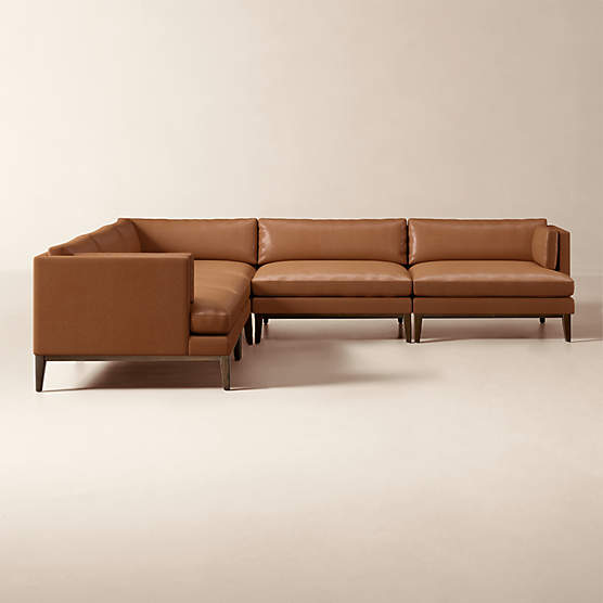Mona 5-Piece L-Shaped Leather Sectional Sofa