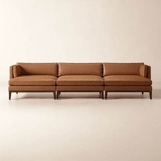 Mona 3-Piece Leather Sectional Sofa
