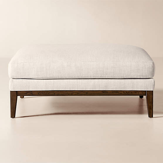 Mona Off-White Performance Linen Ottoman