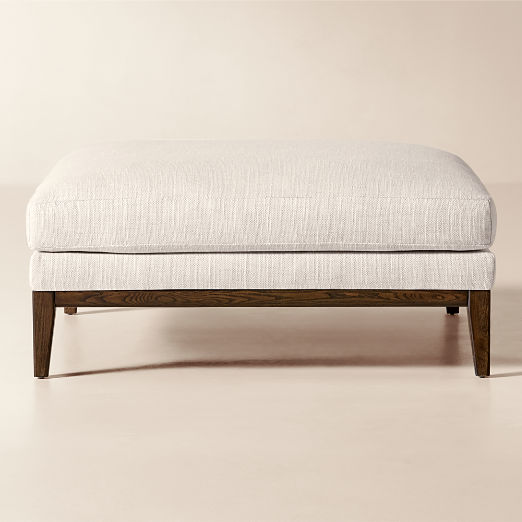 Mona Off-White Performance Linen Ottoman