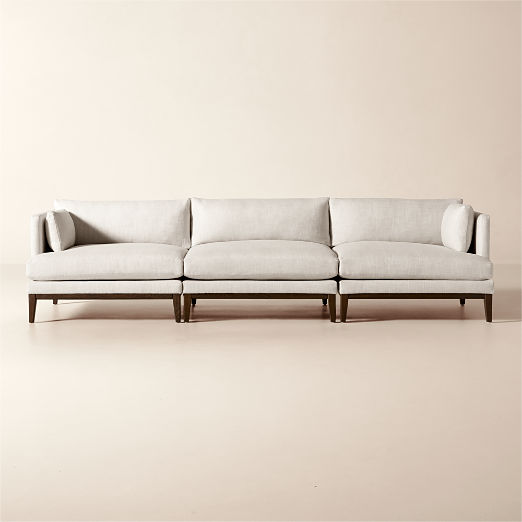 Mona 3-Piece Off-White Performance Linen Sectional Sofa