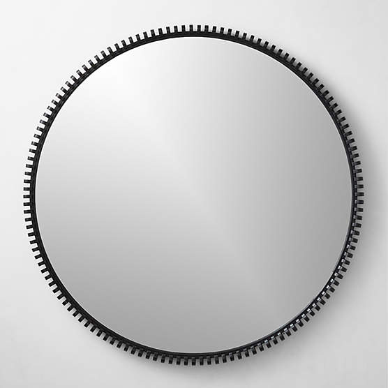 Monaco Black Round Wall Mirror 48"