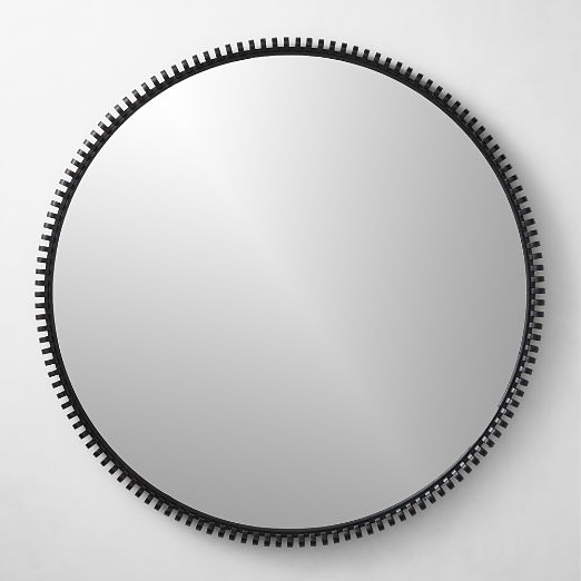 Monaco Black Round Wall Mirror 48"