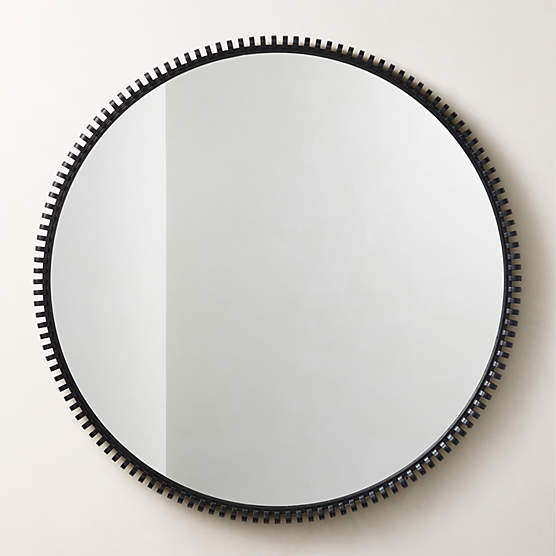 Monaco Black Round Wall Mirror 48"