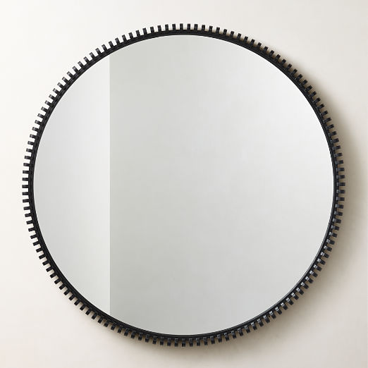 Monaco Black Round Wall Mirror 48"