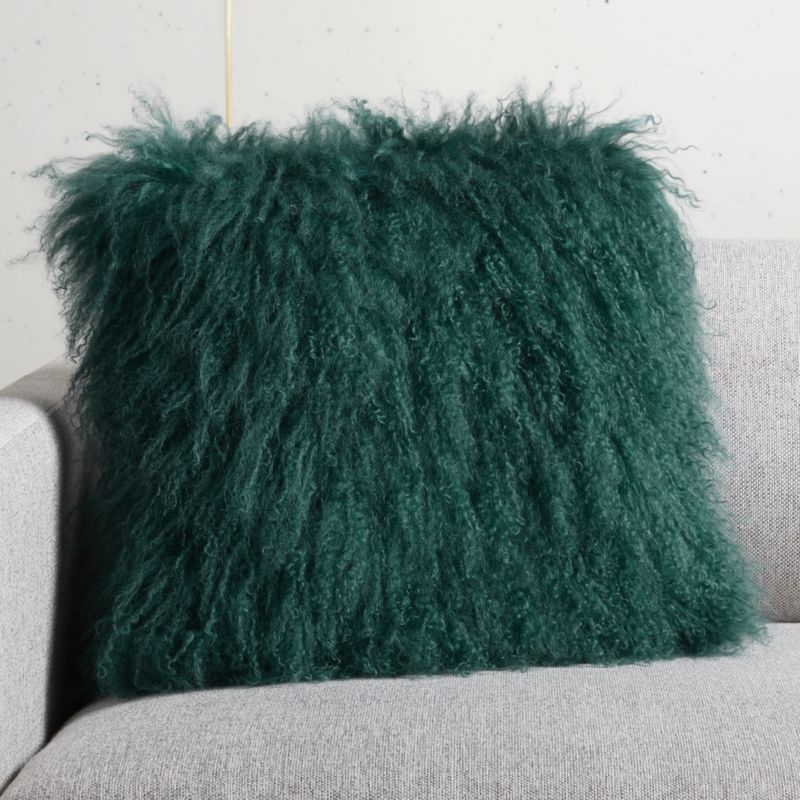 Green furry sale pillow