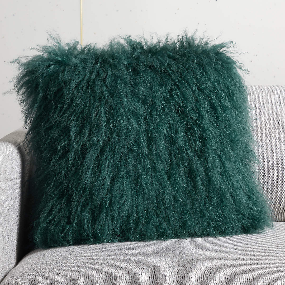 Teal Fur Modern Throw Pillow with FeatherDown Insert 16" + Reviews CB2