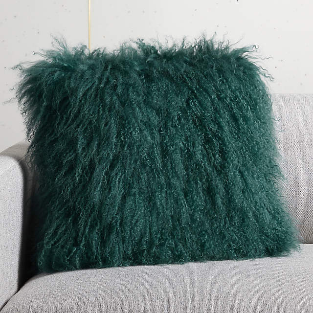 Mongolian faux 2024 fur lumbar pillow