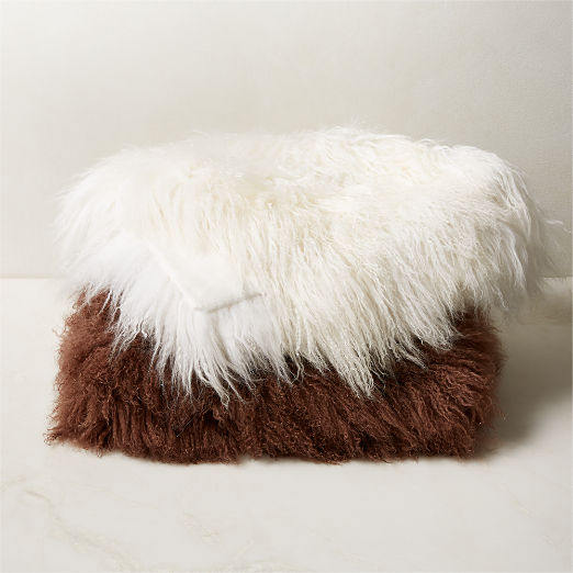 Mongolian Brown Sheepskin Fur Throw Blanket