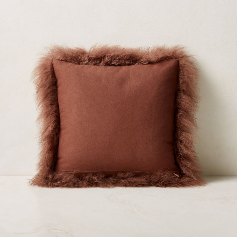 Warm White Mongolian Sheepskin Fur Throw Pillow with Down-Alternative  Insert 16'' + Reviews