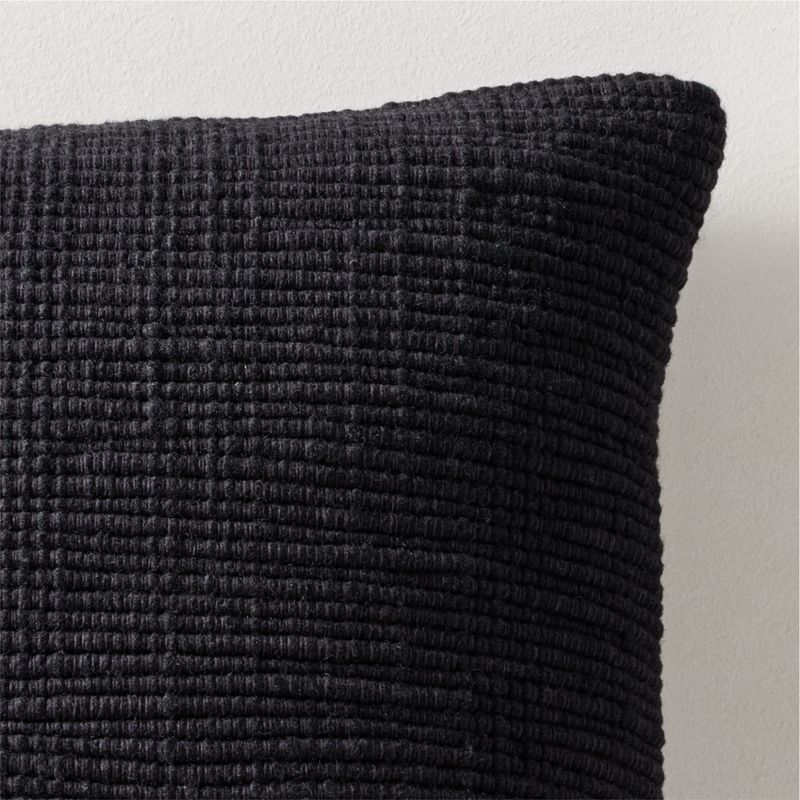 Monira Handwoven Black Chunky Wool and Cotton Throw Pillow with Down-Alternative Insert 20"x20" - image 1 of 6