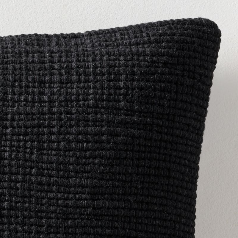 Monira Handwoven Black Chunky Wool and Cotton Throw Pillow with Down-Alternative Insert 23"x23" - image 1 of 6