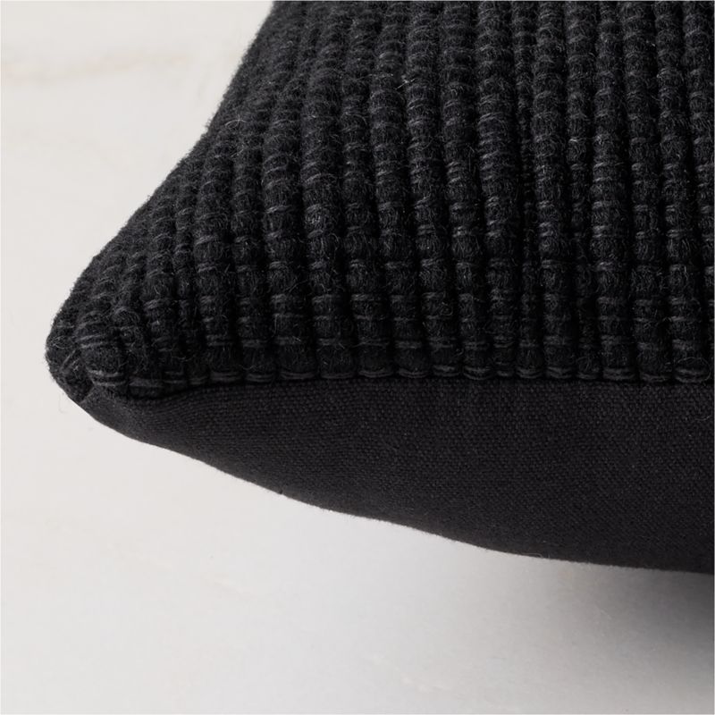 Monira Handwoven Black Chunky Wool and Cotton Throw Pillow with Down-Alternative Insert 20"x20" - image 3 of 6