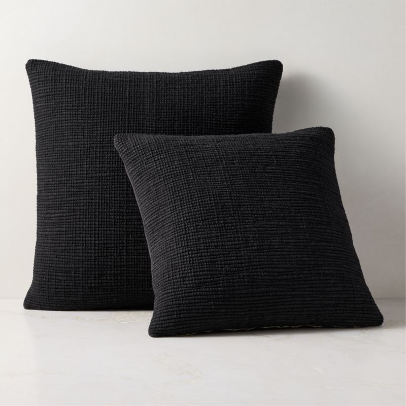 Monira Handwoven Black Chunky Wool and Cotton Throw Pillow with Down-Alternative Insert 20"x20" - image 4 of 6