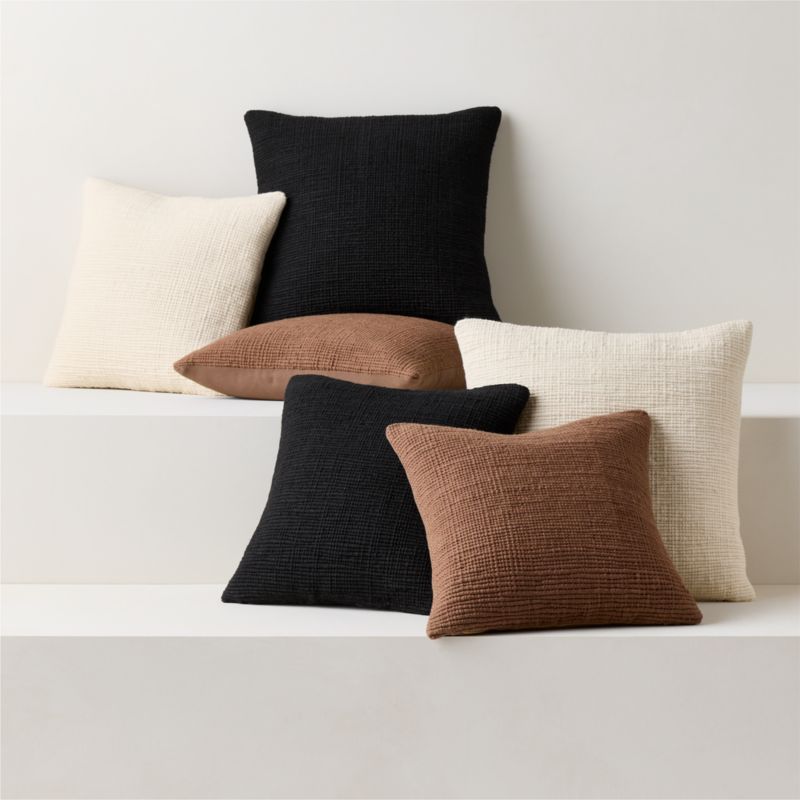 Monira Handwoven Black Chunky Wool and Cotton Throw Pillow with Down-Alternative Insert 20"x20" - image 5 of 6
