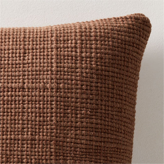 Monira Handwoven Camel Chunky Wool and Cotton Throw Pillow 20"x20"