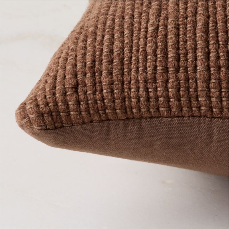 Monira Handwoven Camel Chunky Wool and Cotton Throw Pillow with Down-Alternative Insert 20"x20" - image 3 of 6
