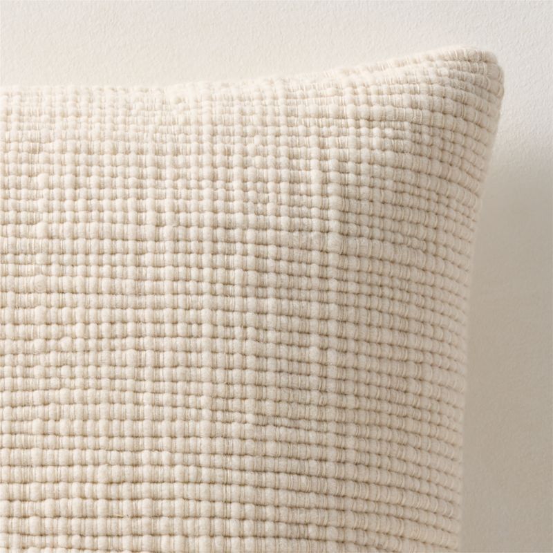 Monira Handwoven Warm White Chunky Wool and Cotton Throw Pillow with Down-Alternative Insert 20"x20" - image 1 of 6
