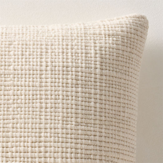 Monira Handwoven Warm White Chunky Wool and Cotton Throw Pillow 20"x20"