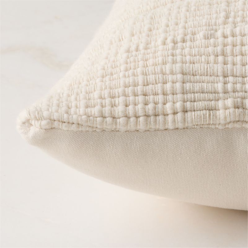 Monira Handwoven Warm White Chunky Wool and Cotton Throw Pillow with Down-Alternative Insert 20"x20" - image 3 of 6