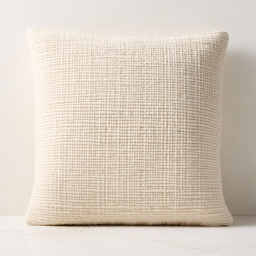 Monira Handwoven Warm White Chunky Wool and Cotton Throw Pillow 20"x20"
