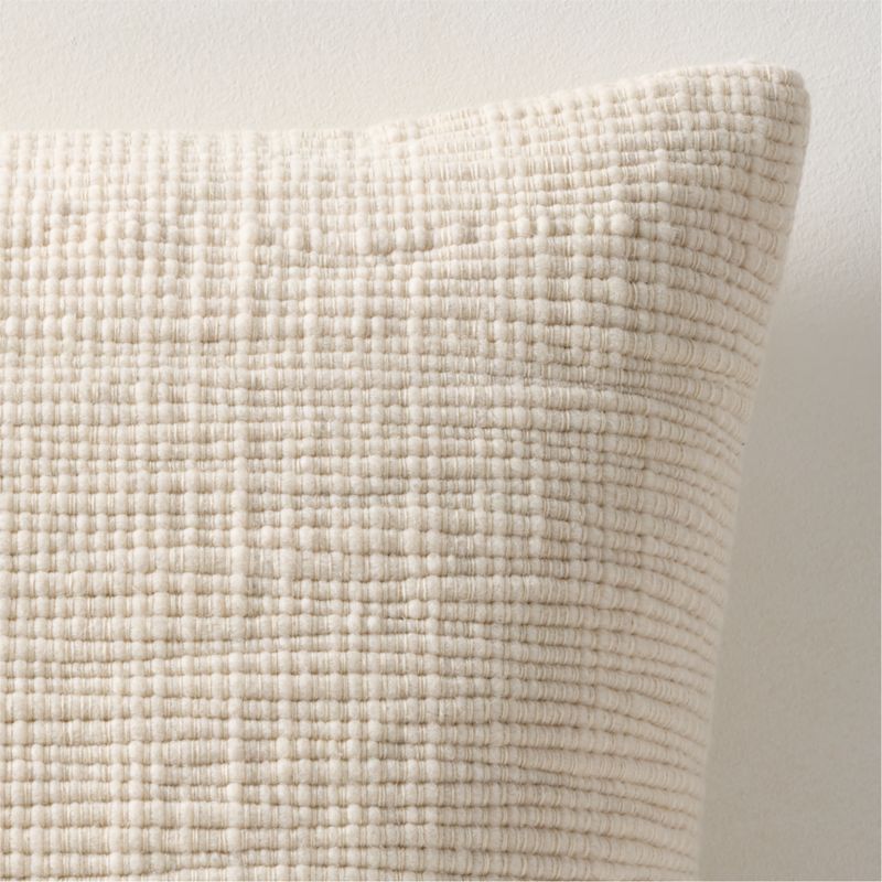 Monira Handwoven Warm White Chunky Wool and Cotton Throw Pillow with Down-Alternative Insert 23"x23" - image 1 of 6
