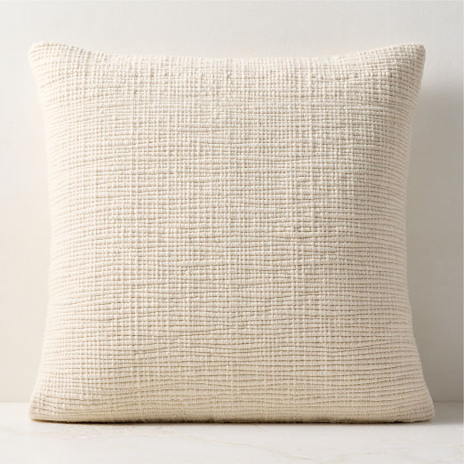 Monira Handwoven Warm White Chunky Wool and Cotton Throw Pillow 23"x23"