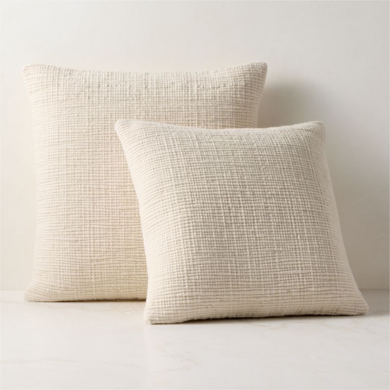 Monira Handwoven Warm White Chunky Wool and Cotton Throw Pillow with Down-Alternative Insert 20"x20" - image 4 of 6