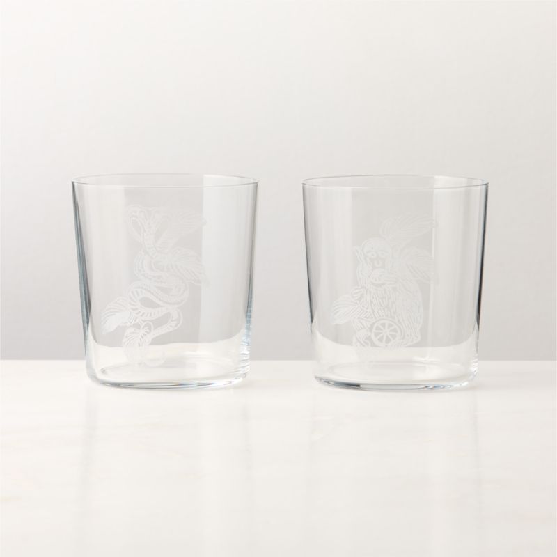 Monkey and Cobra Double Old-Fashioned Glasses Set of 2 - The White Lotus - image 6 of 8