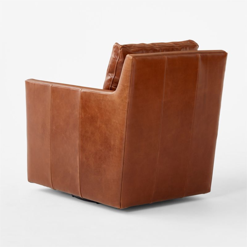 Monsef Brown Leather Swivel Chair - image 6 of 8