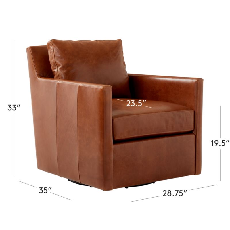 View Monsef Brown Leather Swivel Chair - image 3 of 8