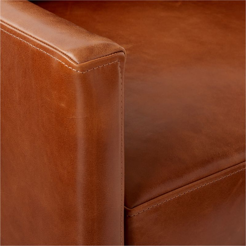 Monsef Brown Leather Swivel Chair - image 7 of 8